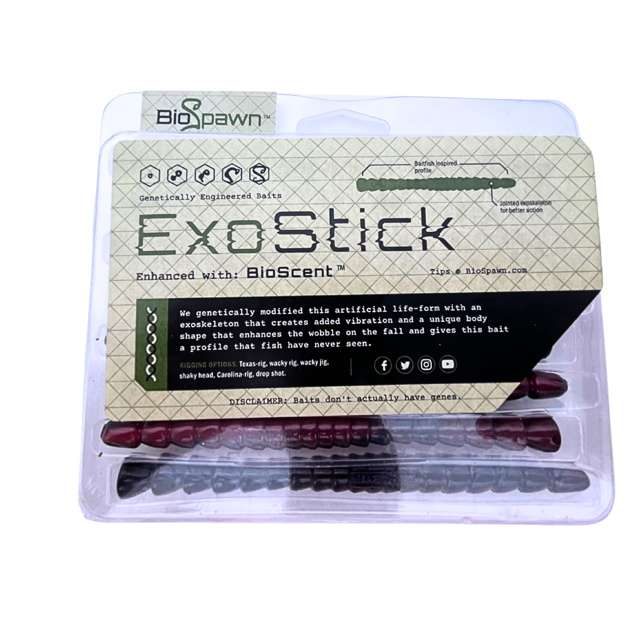 Scouted Stock: BioSpawn ExoStick 6" - "Red Shad" Exo-Skeletal Stick Bait (8pk)