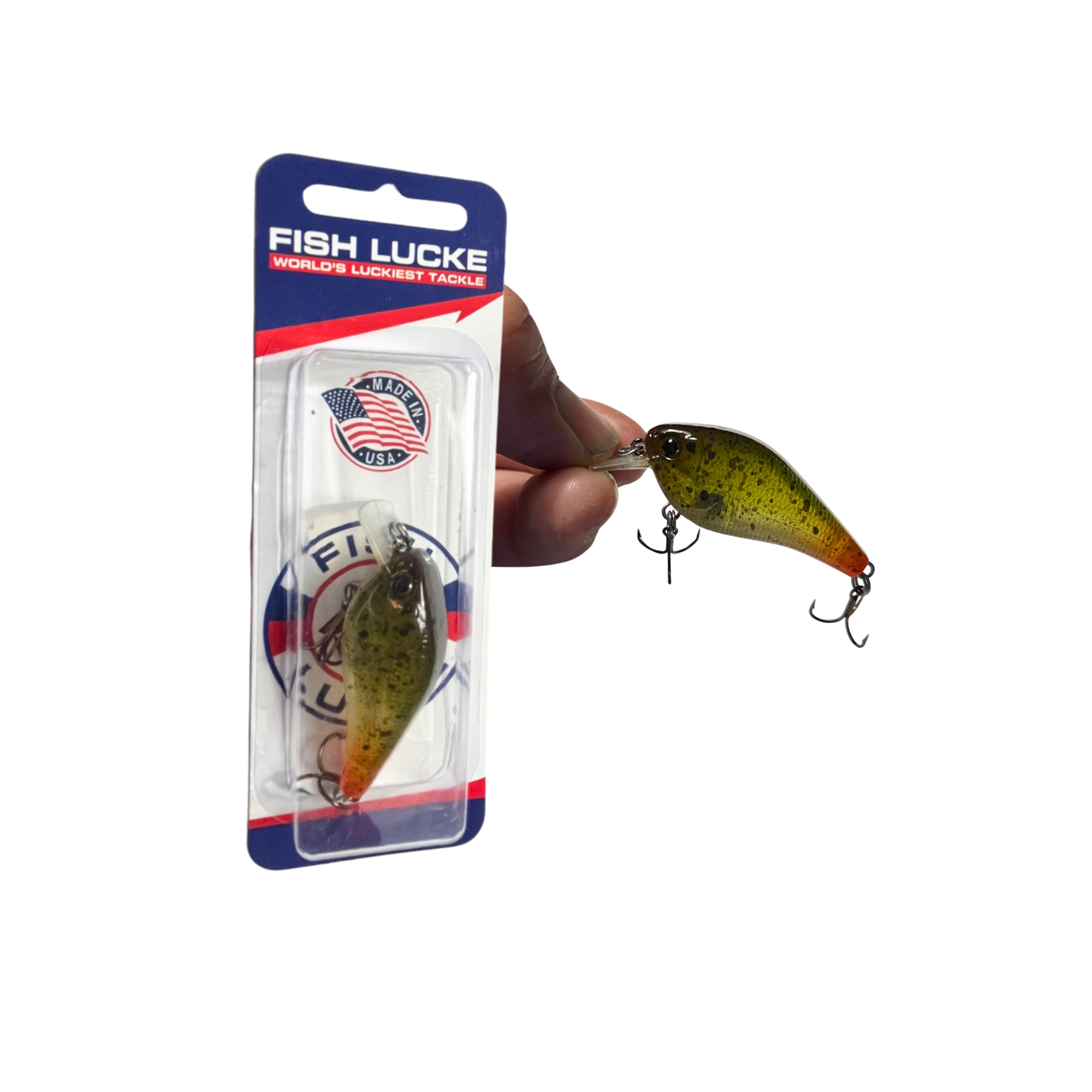 Fish Lucke Square Bill Crank- Non Rattle (Green Pumpkin/Orange)